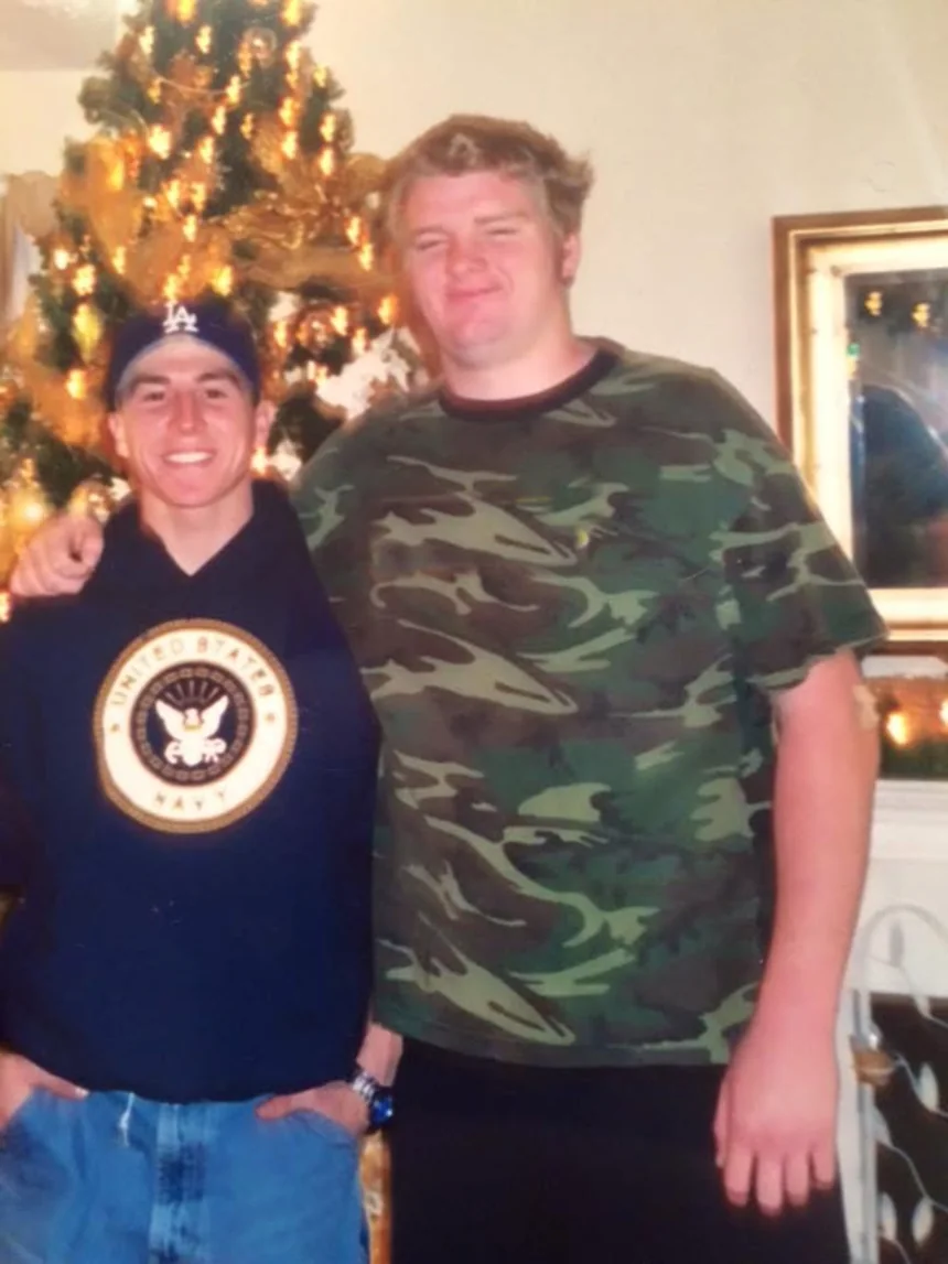 Joseph Cordes around twenty years ago, with a friend